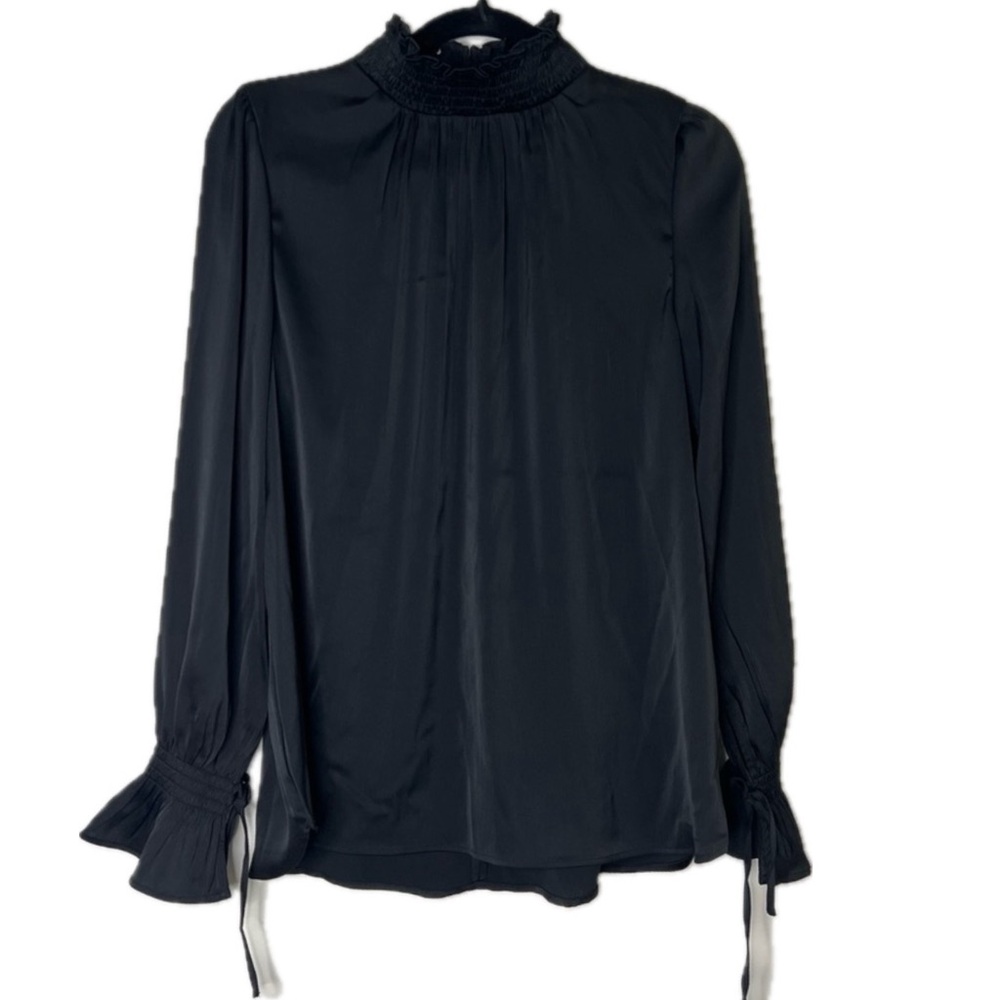 H&M Black Long Sleeve Satin-Like Shirt